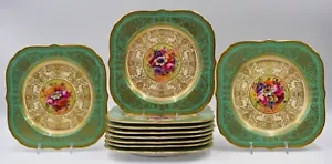 10 Royal Worcester Artist Signed Square Hand Painted Dessert Plates - Picture 1 of 12