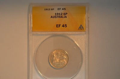 Australia: George V 6 Pence 1912 XF45 ANACS, KM25.    - Image 1 of 4