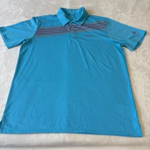 Camisa polo de golf Adidas para hombre talla grande azul ligero con rayas rojas manga corta - Imagen 1 de 9