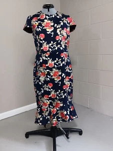 Alexa B Nites Womens Floral Print Short Sleeve Midi Length Sheath Dress Size 14 - Picture 1 of 9