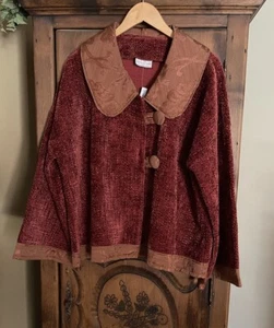 NWT Material Girl Designs Women’s XXL Orange/rust Collared 2 Button Short Jacket - Picture 1 of 9