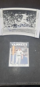 RON GUIDRY NEW YORK YANKEES HAND SIGNED 5” X 4” B/W PHOTO & 1986 TOPPS #610 CARD - Picture 1 of 11