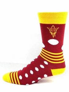 Arizona State Sun Devils Maroon & Gold Ladies Dots & Stripes Deuce Crew Socks - Picture 1 of 2