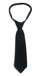 Boys Kids Zipper Neck Tie Boys Kids Uniform Solid Color Red Navy Black 10-17 Inc - Picture 1 of 7