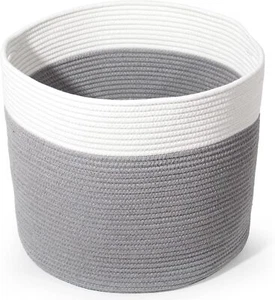 D40*H34cm Wäschekorb aus Baumwolle mit Griffen (Grau) - Bild 1 von 2