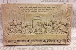 PLACCA DELL'ULTIMA CENA/CENACOLO CM 19 X 31 MARMO RESINA PIENA DIPINTA A MANO - Bild 1 von 2