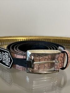 Stacy Adams Croc Embossed Leather Belt Size 52 Pink Crocodile NEW