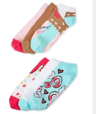 Betsey Johnson Socks lot Low Cut 9-11 Ice Cream Kiss Lollipops I Scream NEW Pink - Изображение 1 из 4