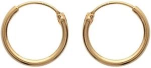 Boucles d'Oreilles Créoles en Plaqué Or - Fil Rond - Diamètre 14mm - Imagen 1 de 4