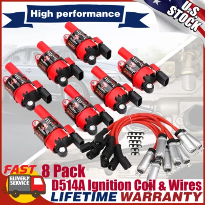 8 Pack Ignition Coil & Wires for 2007-2016 Chevy Silverado 1500 Tahoe GMC Sierra - Image 1 of 4