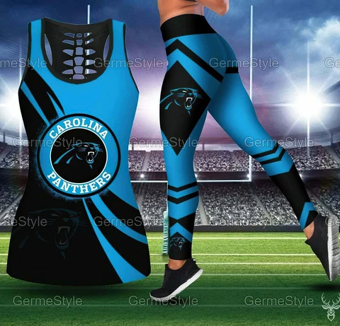 Carolina Panthers Tank Tops Leggings Women's High Waist Butt Lifting Yoga Pants Cover