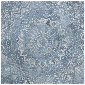 Safavieh Marquee 6' Square Hand Tufted Wool Rug in Blue and Ivory - Picture 1 of 3