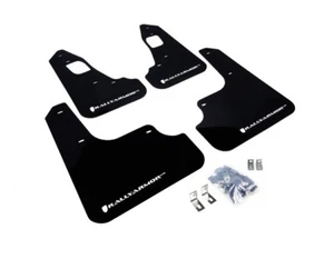 RALLYARMOR 08-15 MITSUBISHI EVOLUTION EVO X RALLY ARMOR MUD FLAPS BLACK / WHITE - Picture 1 of 2