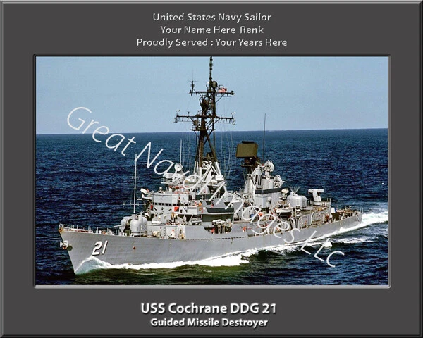 USS Cochrane DDG 21 Personalized Canvas Ship Photo 2 Print Navy Veteran - Image 1 of 1