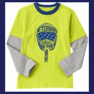 NWT 6 Gymboree “FLIGHT SCHOOL” Cotton Faux Double Sleeve JET WING MAN SHIRT TOP - Picture 1 of 2