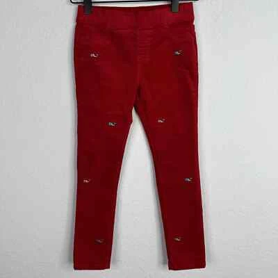 Pantalones Vineyard Vines Niñas Talla 7 Rojo Ballena Bordado Pana Festivo Vacaciones Foto 1 de 4