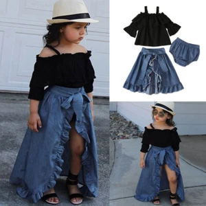Toddler Newborn Baby Girl Clothes Solid Ruffle Halter Tops Shorts Dress Outfit - Picture 1 of 8