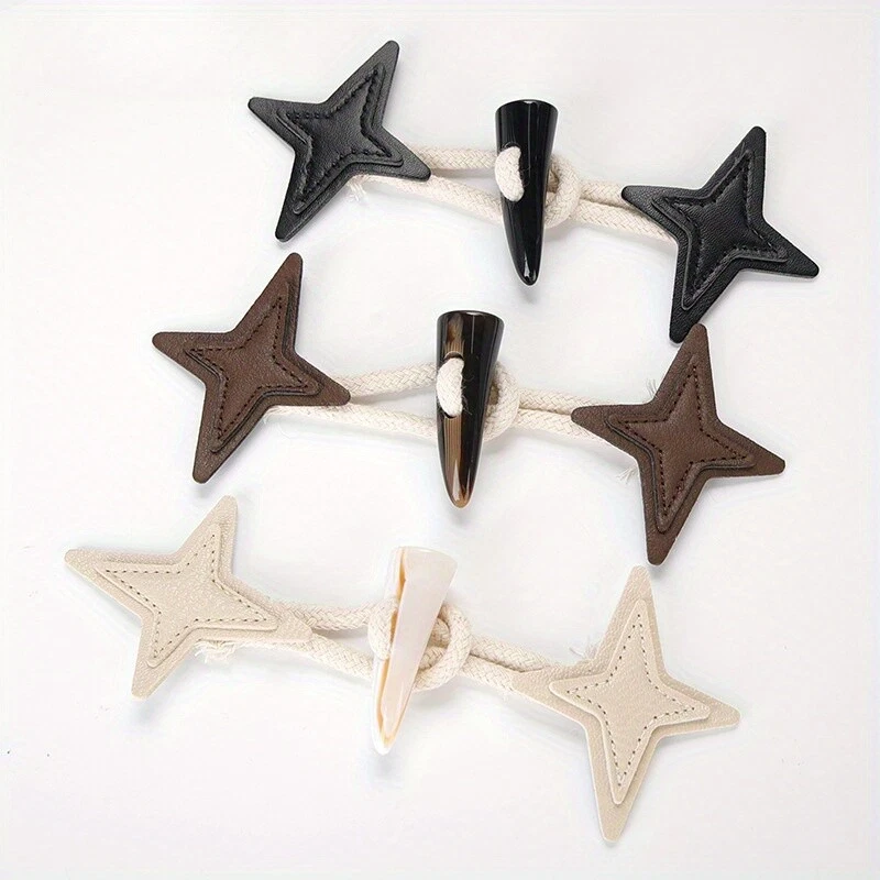 3 Sets PU Leather Sew-on Toggles Closures sew-on Resin Horn Buttons Sewing - Image 1 of 4