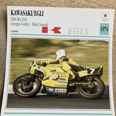 Kawasaki 1000 Egli Godier Genoud 1974 Bowl Gold Card Motorbike Collection Atlas - image 1 of 2