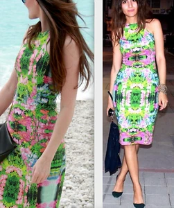ZARA PENCIL DRESS FLORAL PRINT GREEN SLEEVELESS DRESS SIZE L NEW - Picture 1 of 9