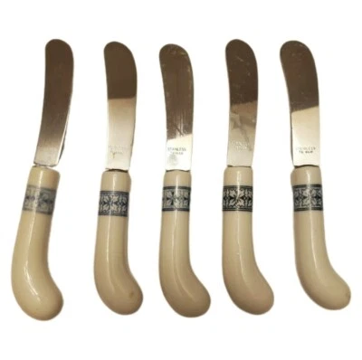 Cuchillos esparcidores de queso mantequilla paté floral con mango de acero inoxidable y porcelana de colección Foto 1 de 4
