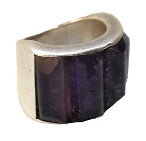 Vtg Sterling Silver 970 Amethyst Modernist Ring ANTONIO PINEDA Crown Signed 61ky - Picture 1 of 2