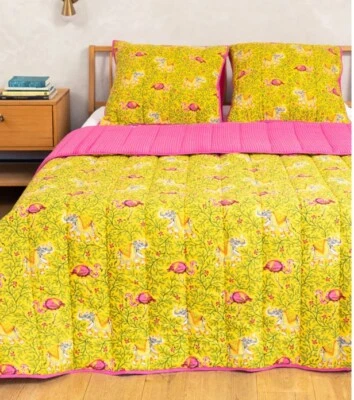 Anthropologie Printfresh Flamenco King Quilt Boho Birds Elephants Rare Tropical - Image 1 of 4