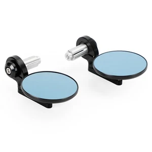 Pair Rear View Round BAR End Mirror 7/8"-1" Handlebar Black Aluminum Universal T - Picture 1 of 14