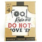 Carson Tool Rules Absorbent Stoneware Cork Back Coasters 4 Pack Man Cave Dad Day