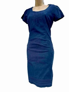 Boden Dress UK8R Navy Blue Corduroy Short Sleeve Lined Work Casual Pockets VGC - Picture 1 of 17