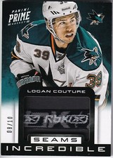 12-13 Panini Prime Seams Logan Couture Incredible Patch #44 /10 San Jose Sharks