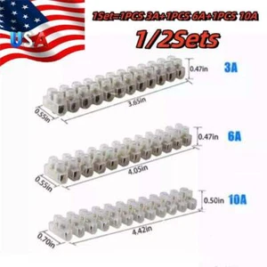 3/6PCS 12Way Connector Strip 3A+6A+10A Electrical Wire Terminal Block Connection - Picture 1 of 10