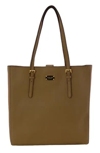 Michael Kors Brown Tote Bag Large Dark Khaki Leather Handbag Womens - Picture 1 of 14