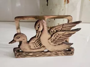 Vintage Mid Century MCM Solid Brass Mallard Duck Mail Letter Napkin Holder A2 - Picture 1 of 5