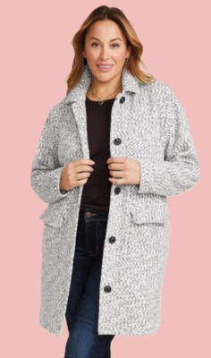 Maurices~Preowned~Gray Tweed Coatigan with Pockets and Button Front~Size 3-3X - Image 1 of 4