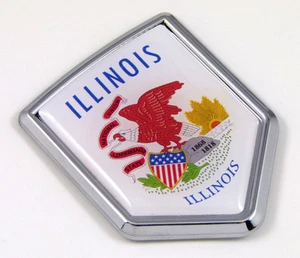 Illinois USA State Flag voiture emblème chrome autocollant voitures vélo ordinateur portable bateau - Photo 1/3