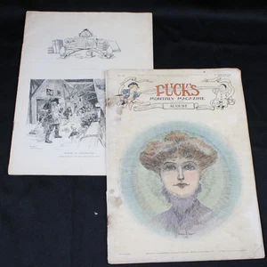 Puck's Magazine August 1907 & Extra Issue Cartoons Caricatures Political Satire - Picture 1 of 16