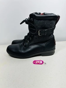 UGG Kesey Side Zip / Lace Up Boots, Black Leather, Womens Size 8.5 US / 39.5 - Picture 1 of 7