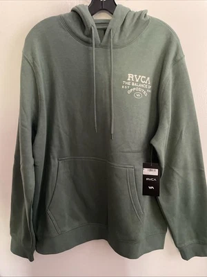New RVCA Long Sleeve Hoodie Sweatshirt Mens Sport Designer Logo Size L Green - Image 1 of 4