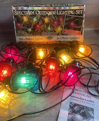 Vintage Spectrum Remanoid 10 Coloured Lights Outdoor Set Christmas Working Boxed - Image 1 of 4