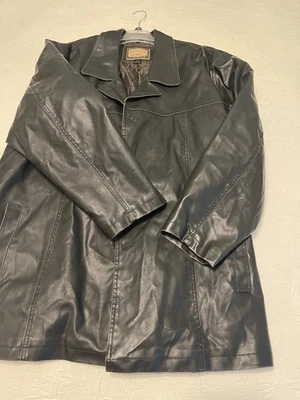 ARIZONA JEAN COMPANY! CHAQUETA ABRIGO DE CUERO VEGANO LARGO ESTADIO MARRÓN NUEVO SIN ETIQUETAS! TALLA 4XL Foto 1 de 4