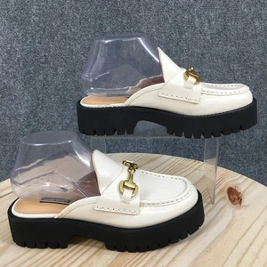 Mules de plataforma Nine West para mujer 7M blanco Duntal punta redonda sin cordones de cuero sintético - Imagen 1 de 19