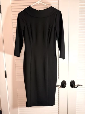 Adrianna Papell Black Dress Sz 2 Bow Neck Detail Cocktail Pencil NWOT - Image 1 of 4