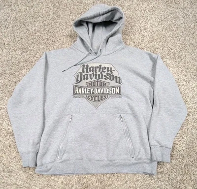 Harley Davidson Hoodie Sweatshirt Mens Large Gray Indianapolis Fishers Pullover - Image 1 of 4