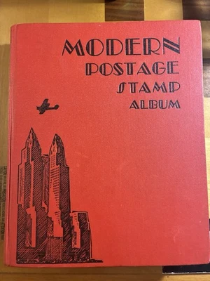 Álbum de selos postais modernos 1950 com selos dos países do mundo livro vintage - Imagem 1 de 2
