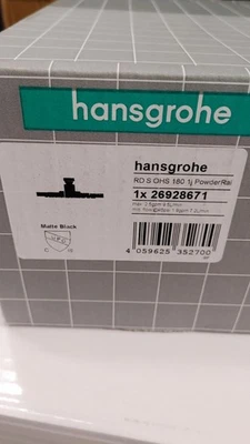 Hansgrohe Raindance S 180 1-Jet Cabezal de Ducha-2.5 GPM, Negro Mate 26928671 Foto 1 de 4