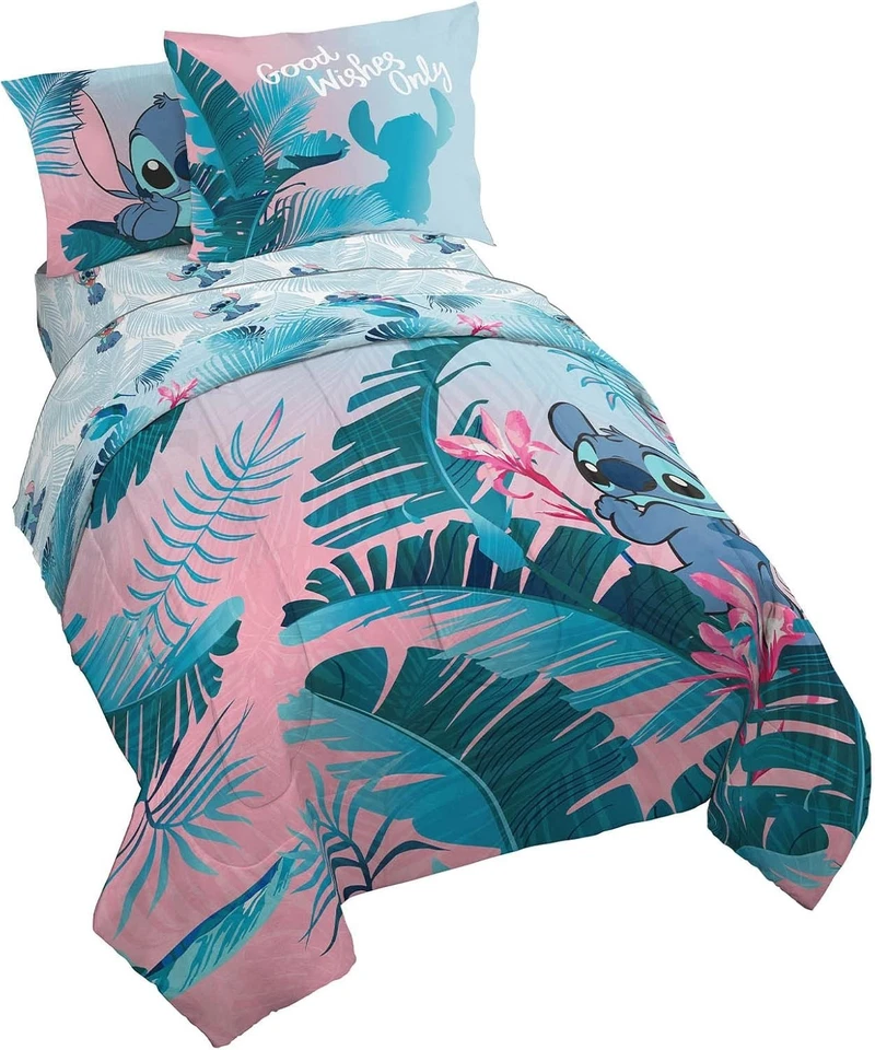 Disney Lilo & Stitch Floral Divertido Juego de Cama Queen 7 Piezas - Incluye C... Foto 1 de 4