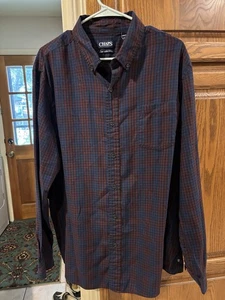 Chaps Hemd Herren XXL/TTG/EEG pflegeleicht Langarm Button Down rot marine kariert - Bild 1 von 5