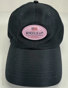 Wheels Up USA Flag Hat Cap Strap Back Adjustable Pink Logo Navy Blue Golf - Picture 1 of 8