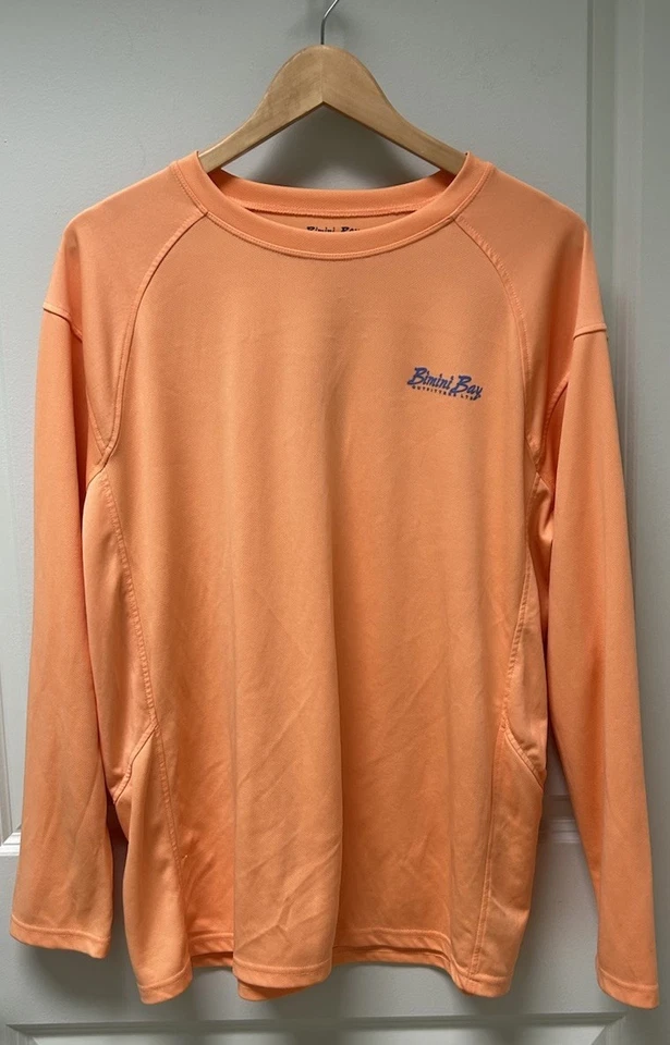 Bimini Bay 男式长袖橙色衬衫大号户外钓鱼滑雪划船 — 第 1/4 张图片